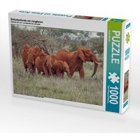 Elefantenherde mit Jungtieren (Puzzle) von Calvendo Puzzle