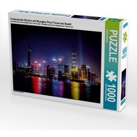 Fantastische Skyline mit Shanghai Pearl Tower bei Nacht (Puzzle) von Calvendo Puzzle