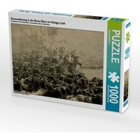 Gnuwanderung in der Masai Mara im Vintage Look (Puzzle) von Calvendo Puzzle