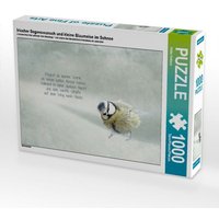 Irischer Segenswunsch und kleine Blaumeise im Schnee (Puzzle) von Calvendo Puzzle