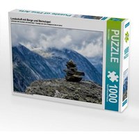 Landschaft mit Berge und Steinstapel (Puzzle) von Calvendo Puzzle