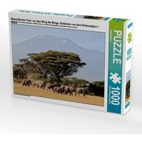 Majestätische Tiere vor dem Berg der Berge: Elefanten vor dem Kilimandjaro ! Kenia (Puzzle) von Calvendo Puzzle