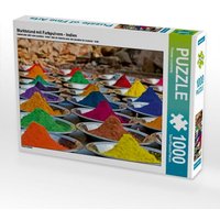 Marktstand mit Farbpulvern - Indien (Puzzle) von Calvendo Puzzle