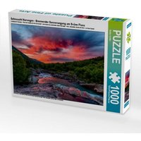Sehnsucht Norwegen - Brennender Sonnerungang am Svåne Fluss (Puzzle) von Calvendo Puzzle