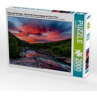 Sehnsucht Norwegen - Brennender Sonnerungang am Svåne Fluss (Puzzle) von Calvendo Puzzle