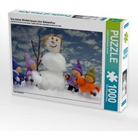 Vier kleine Wichtel bauen eine Schneefrau (Puzzle) von Calvendo Puzzle