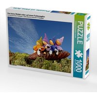 Vier kleine Wichtel reiten auf einem Fichtenzapfen (Puzzle) von Calvendo Puzzle