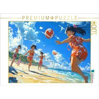CALVENDO Puzzle Anime Volleyball Girls - Kawaii Manga-Szene am Strand in leuchtenden Farben 1000 Teile Lege-Größe 64x48cm Foto-Puzzle für glückliche von Calvendo