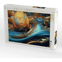 CALVENDO Puzzle Blaugoldene Bewegung - organische Formen als abstrakte Kunst 1000 Teile Lege-Größe 64x48cm Foto-Puzzle für glückliche Stunden CALVENDO Puzzle Blaugoldene Bewegung - organische Formen als abstrakte Kunst 1000 Teile Lege-Größe 64x48cm Foto-Puzzle für glückliche Stunden von Calvendo