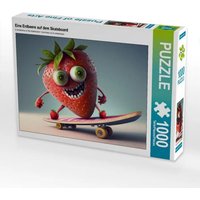 CALVENDO Puzzle Eine Erdbeere auf dem Skateboard 1000 Teile Lege-Größe 64x48cm Foto-Puzzle für glückliche Stunden von Calvendo