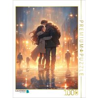 CALVENDO Puzzle Manga - Liebespärchen im Regen in der Stadt 1000 Teile Lege-Größe 64x48cm Foto-Puzzle für glückliche Stunden von Calvendo