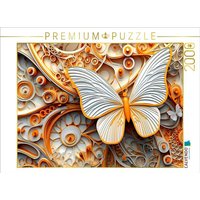 CALVENDO Puzzle Orange weißer Schmetterling als Relief 2000 Teile Lege-Größe 90x67cm Foto-Puzzle für glückliche Stunden von Calvendo