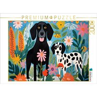 CALVENDO Puzzle Zwei Hunde spielen im Garten 2000 Teile Lege-Größe 90x67cm Foto-Puzzle für glückliche Stunden von Calvendo