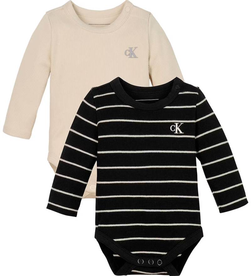 Calvin Klein Body l/ä - Rib - 2er-Pack - Ck Black/White Cap - Calvin Klein - 1 Jahr (80) - Body L/Ä von Calvin Klein