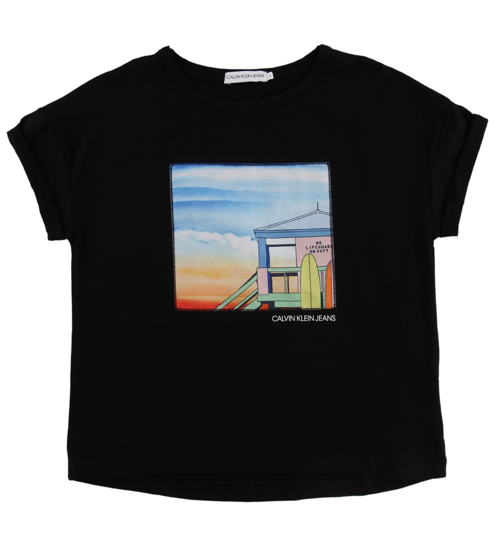 Calvin Klein T-Shirt - Schwarz m. Aufnäher - Calvin Klein - 14 Jahre (164) - T-Shirts von Calvin Klein