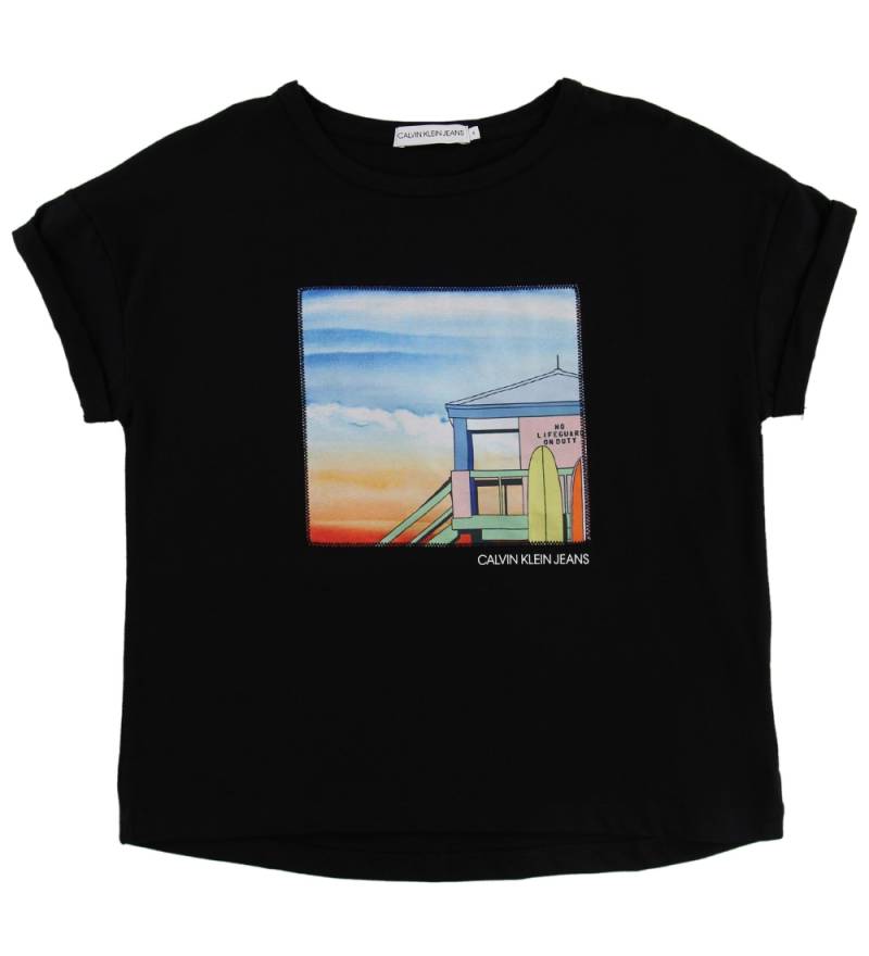 Calvin Klein T-Shirt - Schwarz m. Aufnäher - Calvin Klein - 14 Jahre (164) - T-Shirts von Calvin Klein