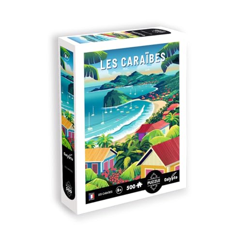 Calypto 3907309 Karibik, 500 Teile Puzzle mit Soft-Touch, farbenfrohes Puzzlemotiv mit samtiger Oberfläche inkl. Puzzleposter, für Erwachsene und Kinder ab 8 Jahren, Nachauflage von FOXCUP