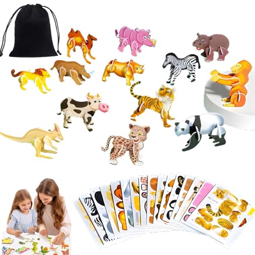 Ally-Pocket Educational 3D Cartoon Puzzle, 2024 New 3D Puzzles for Kids Toys, 3D Jigsaw Puzzles Cartoon Educational Toys, DIY Cartoon Animal Learning Education Toys (Animals) von Camic
