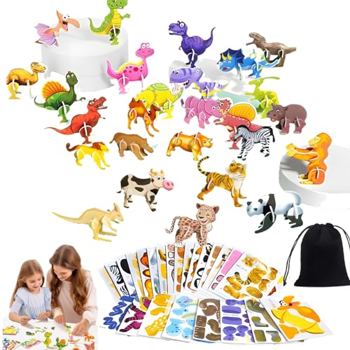 Ally-Pocket Educational 3D Cartoon Puzzle, 2024 New 3D Puzzles for Kids Toys, 3D Jigsaw Puzzles Cartoon Educational Toys, DIY Cartoon Animal Learning Education Toys (Animals, Dinosaurs) von Camic