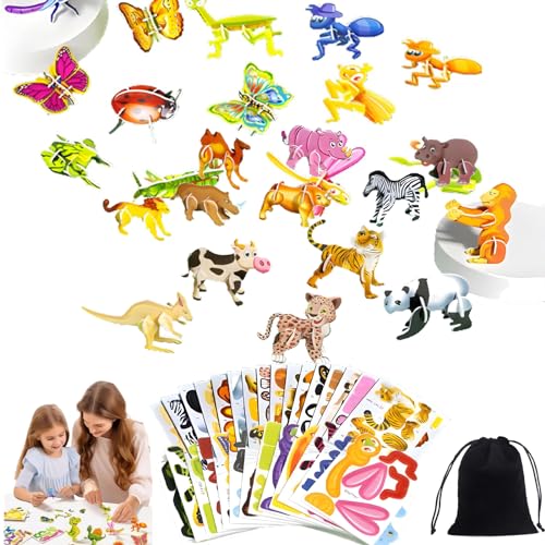 Ally-Pocket Educational 3D Cartoon Puzzle, 2024 New 3D Puzzles for Kids Toys, 3D Jigsaw Puzzles Cartoon Educational Toys, DIY Cartoon Animal Learning Education Toys (Animals, Insects) von Camic