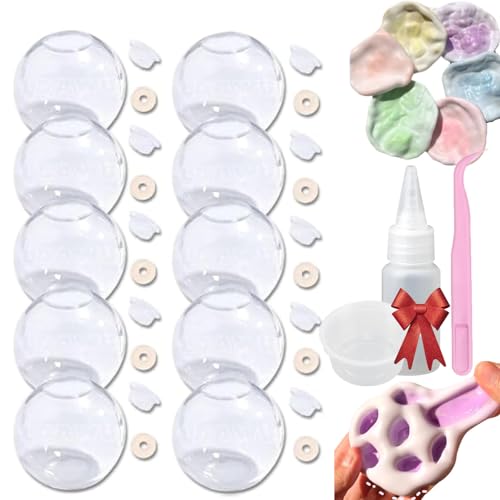Blank Pressure Ball Skin DIY Kit, Vacuum Squishy DIY Stress Ball Making Kit, with Empty Skinbase, Lid, Sand Stress Ball for Sensory and Stress Relief (6Pcs-Clear) von Camic