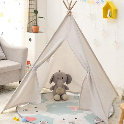 Camiraft Weiß Kinder Tipi Zelt, klassisches indisches Spielzelt für Kinder, faltbares Spielhaus für drinnen oder draußen, Kinderzelte aus Baumwolle für Mädchen und Jungen mit Tragetasche von Camiraft