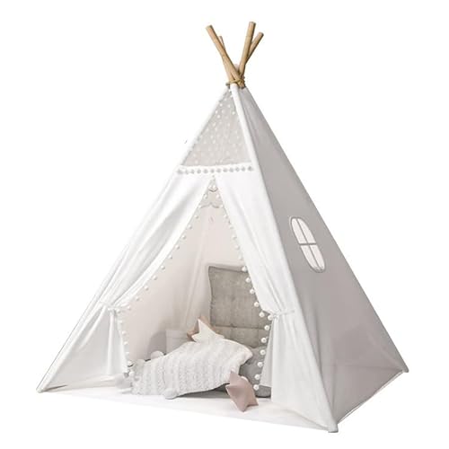 Camiraft Weiß Kinder Tipi Zelt,klassisches indisches Spielzelt für Kinder,Kinderzelte aus Polyester für Mädchen und Jungen mit Tragetasche,faltbares Spielhaus für drinnen oder draußen von Camiraft