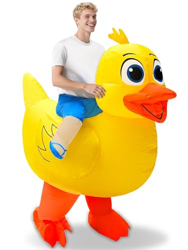 Camlinbo Aufblasbares Halloween-Enten-Kostüm für Erwachsene, Herren, Damen, lustiges Reiten auf Ente, gelbes Kostüm für Halloween, Cosplay-Party von Camlinbo