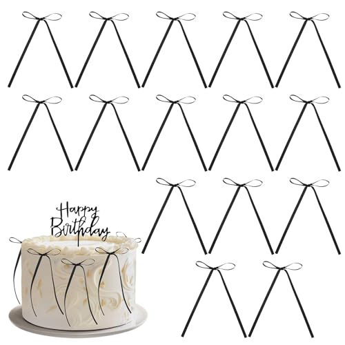 Camptrip 20 Stück Schwarze Schleifen Torten Deko Bogen Schleifenband mit Acryl Happy Birthday für Geburtstagskuchen, Hochzeitstorte, Cupcakes, Brautparty Deko Camptrip 20 Stück Schwarze Schleifen Torten Deko Bogen Schleifenband mit Acryl Happy Birthday für Geburtstagskuchen, Hochzeitstorte, Cupcakes, Brautparty Deko von Camptrip