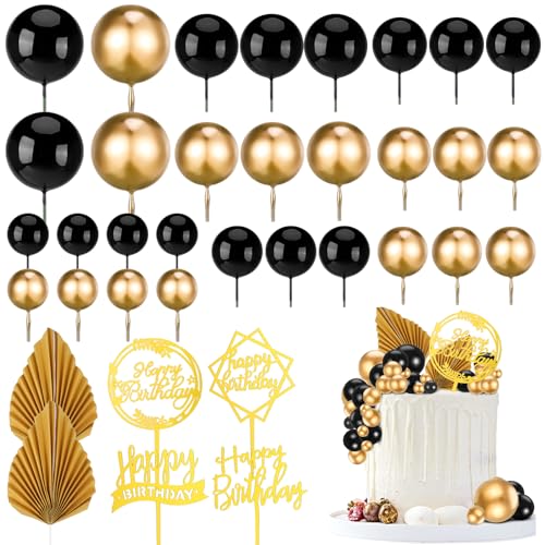 Camptrip 36 Stück Tortendeko Kugeln, Schwarz and Gold Kuchen Dekoration, Schaum Kugeln Palm Leaves Cake Toppers Tortendeko für Geburtstag,Hochzeit,Valentinstag Camptrip 36 Stück Tortendeko Kugeln, Schwarz and Gold Kuchen Dekoration, Schaum Kugeln Palm Leaves Cake Toppers Tortendeko für Geburtstag,Hochzeit,Valentinstag von Camptrip