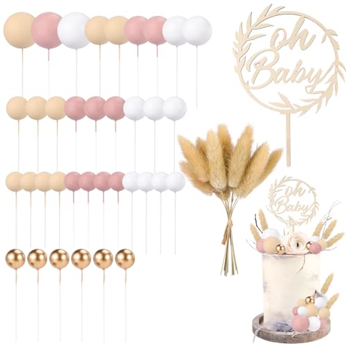 Camptrip 49 Stück Oh Baby Cake Topper Holz,Oh Baby Kuchen Topper Babyparty Tortendeko,Kuchen Deko Kuchenstecker für Baby Shower Eine Windeltorte Gender Reveal Partydeko von Camptrip
