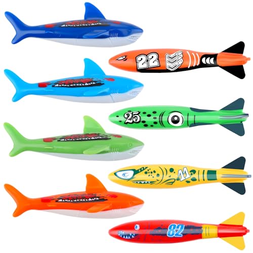 Camptrip 8 Stück Torpedo Tauchspielzeug, Tauchspielzeug,Tauchringe für Kinder ab 6 Schwimmbad Spielzeug Mehrere Farben Tauchring für Unterwasserspiel und Tauchtraining Von Kindern von Camptrip