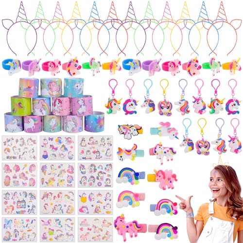 Camptrip Einhorn Party Mitgebsel Kindergeburtstag Mädchen 68 Stück Einhorn Geschenke für Kinder Einhorn Haarspangen Tattoo Einhorn Haarnadeln Haarrei für Einhorn Mitgebsel Geburtstagsdeko Mädchen von Camptrip