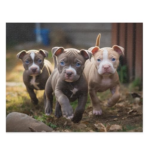 1000 Stück Tier-Holzpuzzles mit drei Pitbull-Welpen, Puzzles für Erwachsene, Hundeliebhaber, Kunst, Heimdekoration, DIY-Entwicklungsspielzeug, buntes Puzzle-Spiel, beste Geschenke für Teenager und von CanGbay