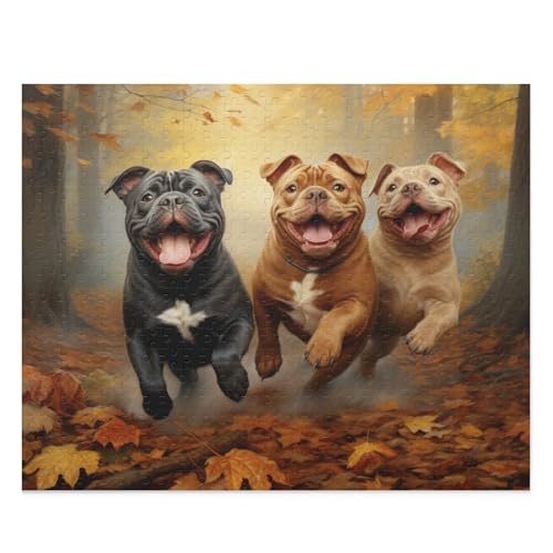 1000-teiliges Puzzle für Erwachsene – Hunde im Wald – American Staffordshire Terriers in Autumn Park Fun Lernpuzzle Familienspiel Vorschulspielzeug Erwachsene Wohnkultur 1000-teiliges Puzzle für Erwachsene – Hunde im Wald – American Staffordshire Terriers in Autumn Park Fun Lernpuzzle Familienspiel Vorschulspielzeug Erwachsene Wohnkultur von CanGbay
