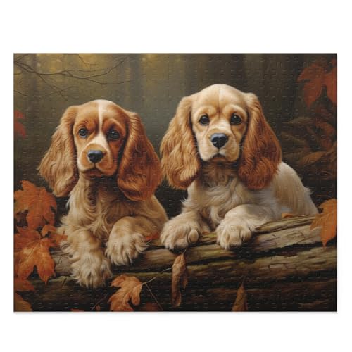 500-teiliges Puzzle für Erwachsene, Hunde im Wald, Cocker Spaniel, Hunde im Herbstpark, lustiges pädagogisches Puzzle, Familienspiel, Spielzeug für Erwachsene, Heimdekoration 500-teiliges Puzzle für Erwachsene, Hunde im Wald, Cocker Spaniel, Hunde im Herbstpark, lustiges pädagogisches Puzzle, Familienspiel, Spielzeug für Erwachsene, Heimdekoration von CanGbay