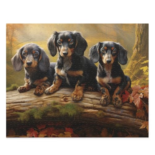500-teiliges Puzzle für Erwachsene, Hunde im Wald, Dackel im Herbstpark, lustiges pädagogisches Puzzle, Familienspielzeug, Spielzeug für Erwachsene, Heimdekoration 500-teiliges Puzzle für Erwachsene, Hunde im Wald, Dackel im Herbstpark, lustiges pädagogisches Puzzle, Familienspielzeug, Spielzeug für Erwachsene, Heimdekoration von CanGbay