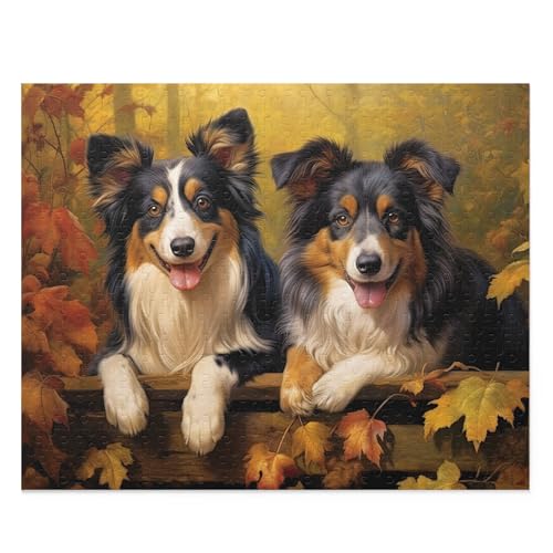 500-teiliges Puzzle für Erwachsene – Hunde im Wald – Border Collie in Autumn Park Fun Lernpuzzle Familienspiel Spielzeug Erwachsene Wohnkultur buntes Puzzle Beste von CanGbay
