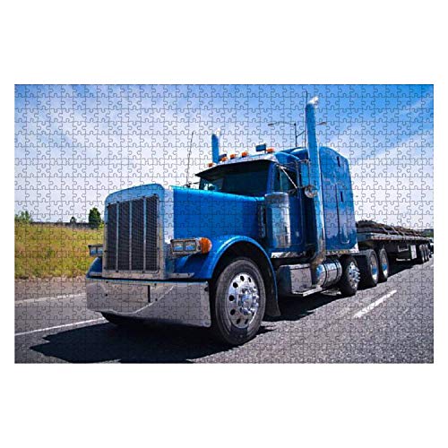 Puzzle für Erwachsene, 500 Teile für Erwachsene und Kinder – Big Rig Semi Truck Blue Wolf of Roads Holzpuzzle Kunstpuzzle Lernspielzeug intellektuelle Geschenke (35 x 51 cm) von CanGbay