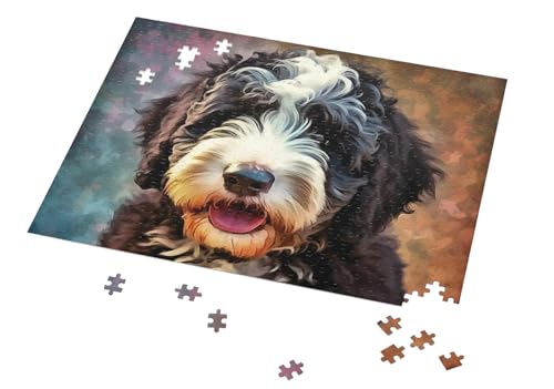 Tierpuzzle für Erwachsene, Bernedoodle Hundepuzzle, 1000 Teile, Holzpuzzle für junge Kinder, Lernspiele oder Spielzeug, bunte Puzzles für Dekoration von CanGbay