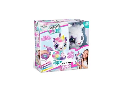 Canal Toys Airbrush Plüschtier Einhorn leuchtet im Dunkeln zum Personalisieren – Plüsch-Spray-Art mit Filzstiften und Schablonen – ab 6 Jahren – OFG 274 von Canal Toys