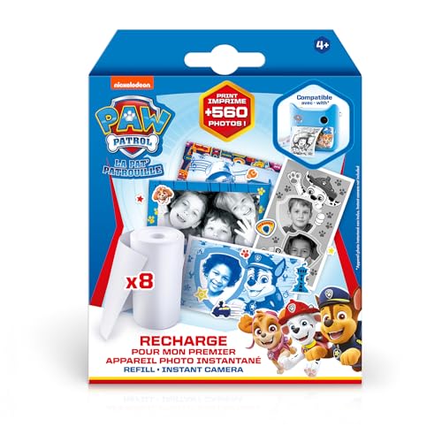 Canal Toys Nachfüllpack für Meine erste Paw Patrol Sofortbildkamera – 8 Rollen Papier, 2 Stickerbögen und 10 Selbstklebende Rahmen – PPC 038, Mehrfarbig, 7.5 x 10.5 cm von Canal Toys