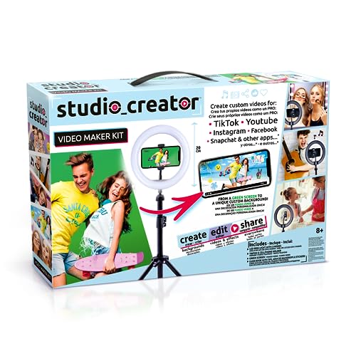 Studio Creator- Video Maker Kit , Selfie licht ringleuchte mit Stativ für Smartphone, Ab 8 Jahren von Studio Creator