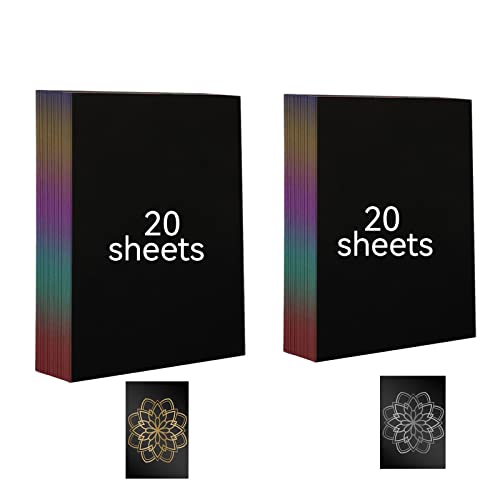 A4 Kratzpapier, 40 Blätter Kratzbilder Für Kinder Erwachsene, Glitzer Gold Und Silber Kratzpapier Bastelpapier Für Lasers Gravur Und Markierung, Magisches Kratzkunst Malpapier Zum Kinder Zeichnen, DIY A4 Kratzpapier, 40 Blätter Kratzbilder Für Kinder Erwachsene, Glitzer Gold Und Silber Kratzpapier Bastelpapier Für Lasers Gravur Und Markierung, Magisches Kratzkunst Malpapier Zum Kinder Zeichnen, DIY von Candeon