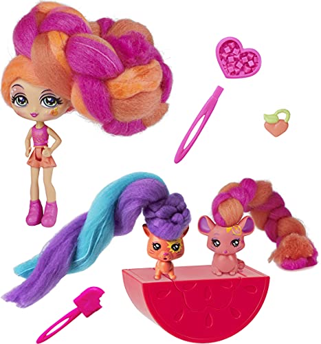Candylocks Posie Peach Haarspielpuppe und 2 Tiere von Candylocks