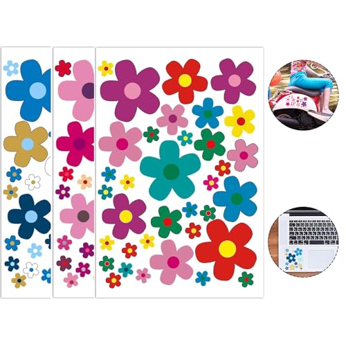 Canollo 3 Stück Bunte Fahrrad Aufkleber, Fahrrad Aufkleber Blumen, Fahrradaufkleber Kinder, Fahrrad Rahmen Aufkleber, Blumen Sticker für Laptop, Auto Motorrad, Handy, Notizbuch, Gepäck, Skateboards von Canollo