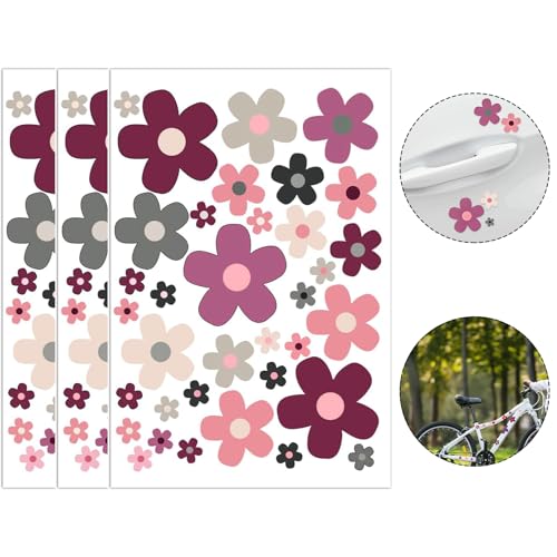 Canollo 3 Stück Violett Fahrrad Aufkleber, Fahrrad Aufkleber Blumen, Fahrradaufkleber Kinder, Fahrrad Rahmen Aufkleber, Blumen Sticker für Laptop, Auto Motorrad, Handy, Notizbuch, Skateboards von Canollo