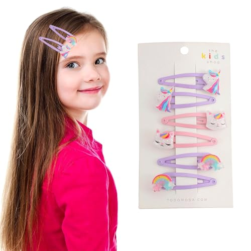 Canollo 6 Stück Haarspangen Mädchen Set, Glänzend Bunte Haarclips, Haarspangen Kinder Set, Glitzer Mädchenschmuck, Niedliche Haarschmuck für Kleinkinder Kinder Mädchen Frauen(Einhorn) von Canollo