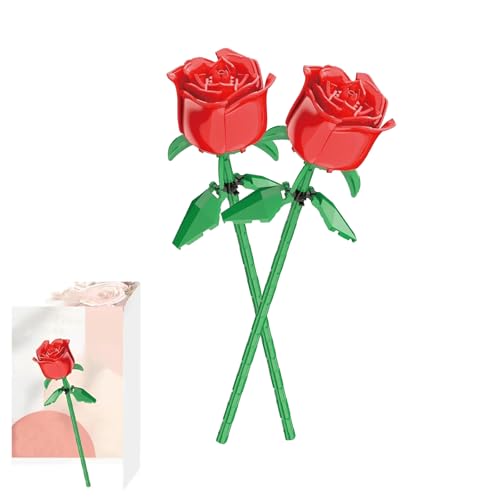 Canollo Blumen Bausteine Set, Rose Blumen Bausteine Bausatz, Künstliche Rosenblumen Bauklötze Bausatz, Botanisches Bausteinspielzeug, Kreative DIY Künstliche Rosenblumen Home Decor von Canollo
