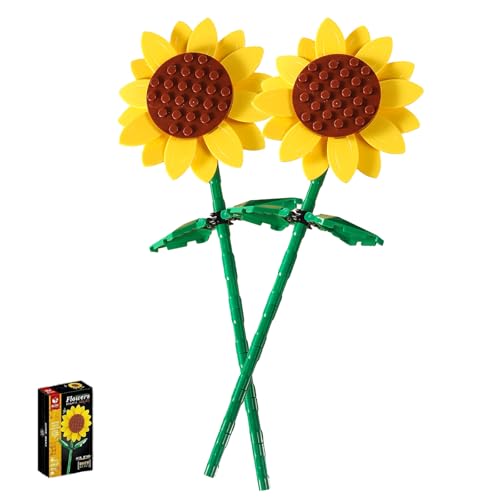 Canollo Blumen Bausteine Set, Sonnenblumen Blumen Bauspielzeugset, Botanisches Bausteinspielzeug, DIY Bauspielzeugsets Bouquet Baustein, Künstliche Sonnenblumen Bauklötze Bausatz von Canollo